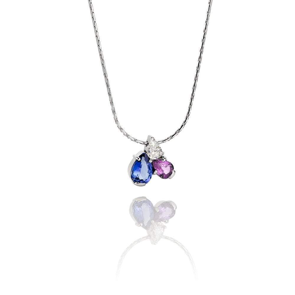18ct white gold Tanzanite,pink Sapphire,Diamond necklace Pendant Christopher Wharton   