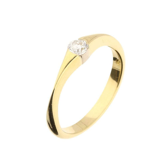 18ct yellow gold 0.20ct natural diamond solitaire with pinched tapered sides Ring Christopher Wharton   