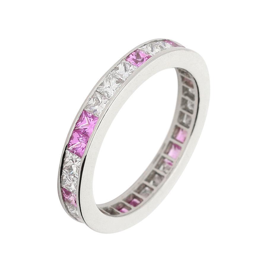 Platinum 1.26ct diamond & pink sapphire full eternity band Ring Christopher Wharton   