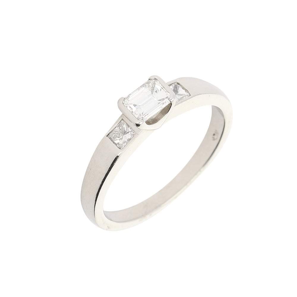 Platinum Trilogy emerald cut 0.59ct diamond ring FVVS Ring Christopher Wharton   