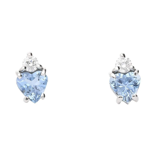 18ct white gold aquamarine and diamond stud earrings Earrings Christopher Wharton   
