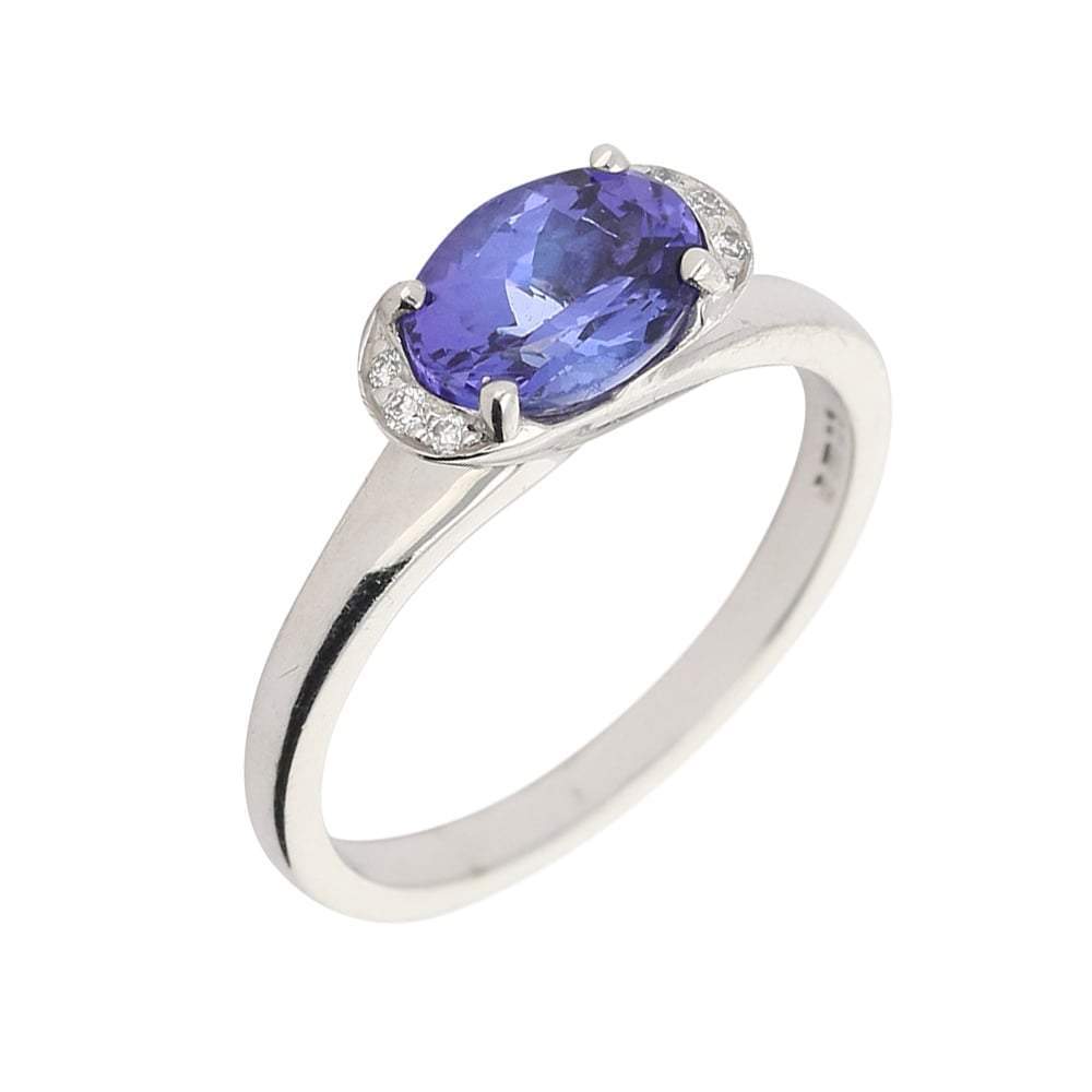 18ct white gold oval tanzanite and diamond ring Ring Christopher Wharton   