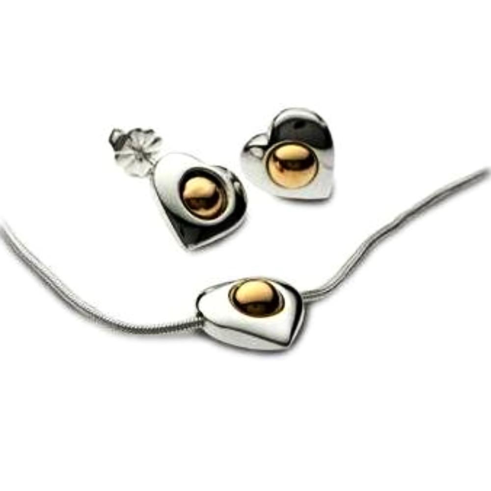 Silver and gold bead 2-partr heart stud earrings Earrings Church House   