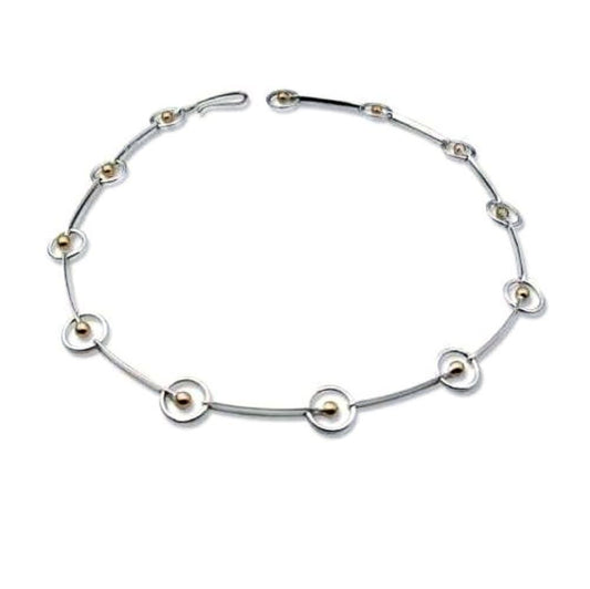 Silver & 9ct gold bead hoops necklace Necklace Church House   