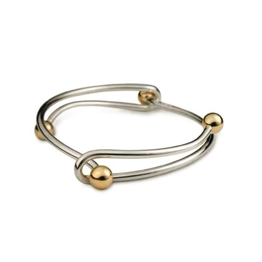 Silver & 9ct gold bead interlink bangle Bangle Church House   