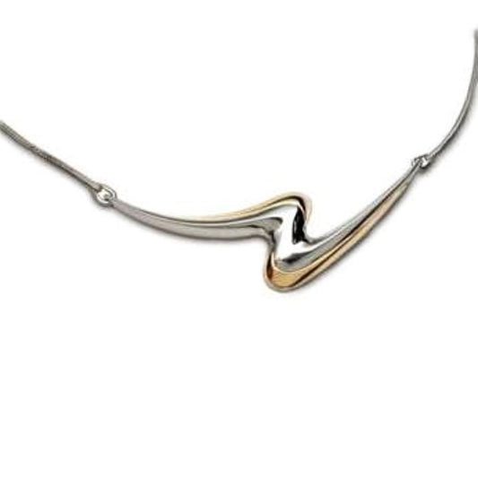 Silver & 9ct gold wave necklace Necklace Church House   