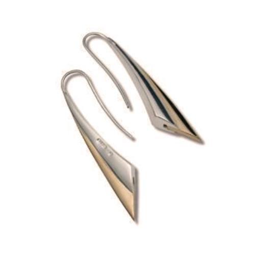 Silver & 9ct gold fluid earrings med 4.5cm drop Earrings Church House   