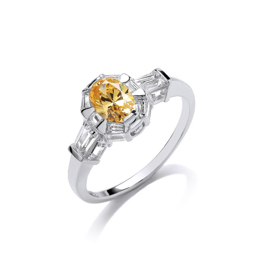 Silver ring of Royals with Citrine Cubic Zirconia Ring Cavendish French   