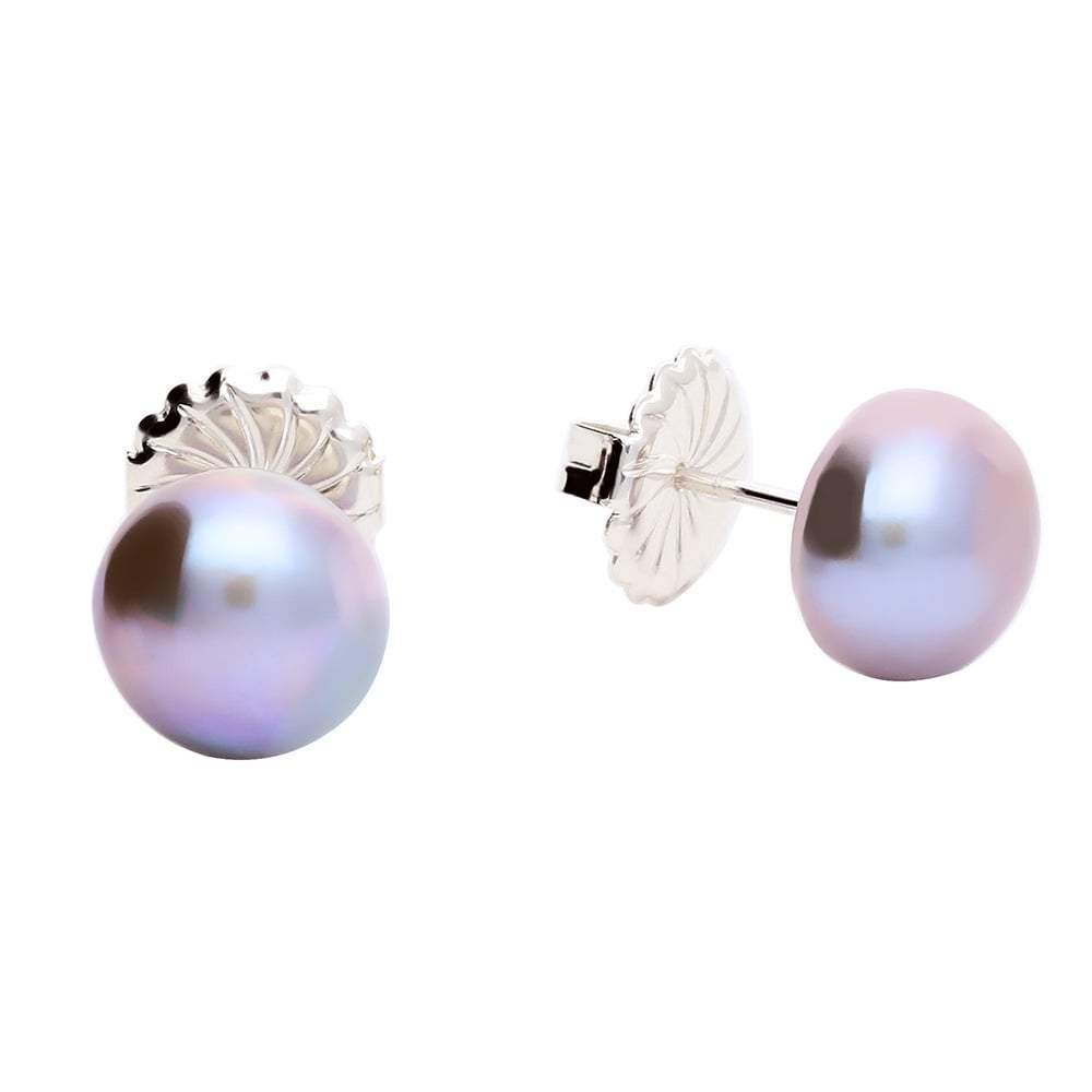 Claudia Bradby Silver and grey 10mm pearl stud earrings Earrings Claudia Bradby   