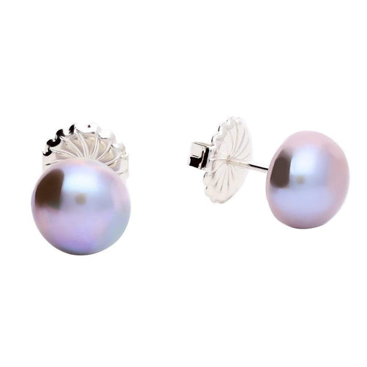 Claudia Bradby Silver and grey 10mm pearl stud earrings Earrings Claudia Bradby   