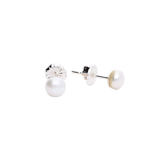 Silver freshwater micro pearl stud earrings 4-4.5mm Earrings Claudia Bradby White  
