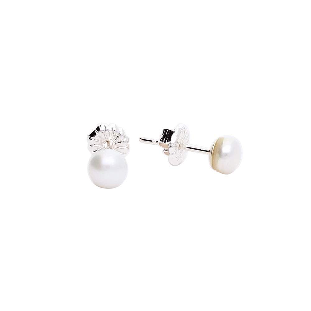 Silver freshwater micro pearl stud earrings 4-4.5mm white Earrings Claudia Bradby White  