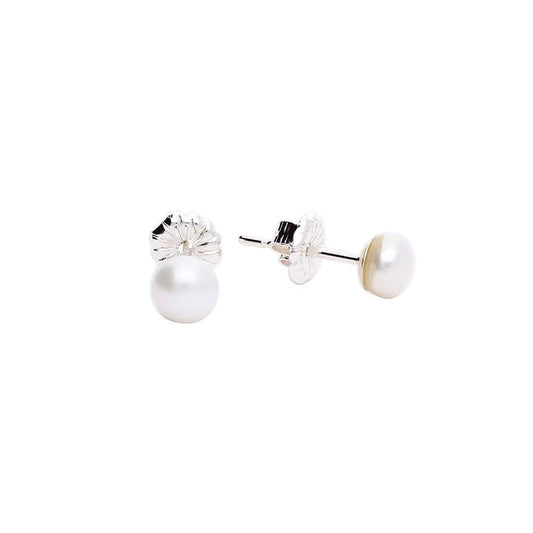 Silver freshwater micro pearl stud earrings 4-4.5mm white Earrings Claudia Bradby White  