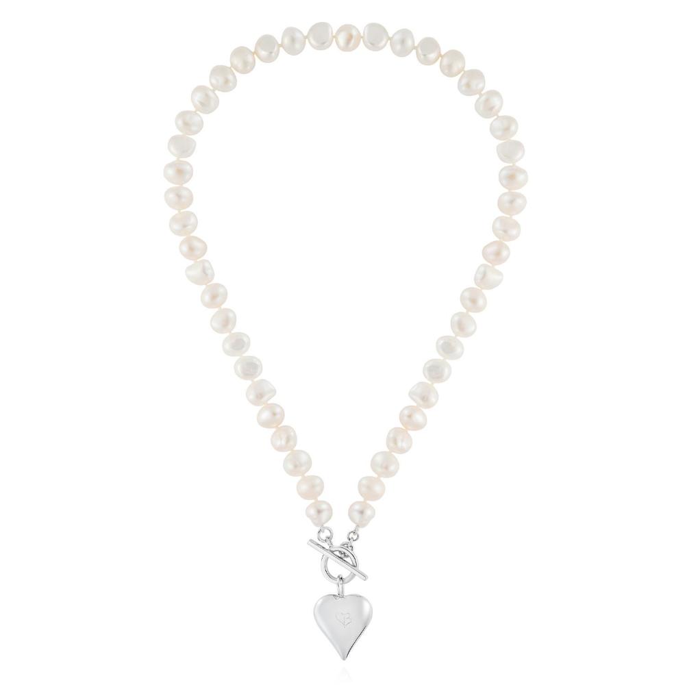 Claudia Bradby Silver signature heart white pearl long necklace Necklace Claudia Bradby   