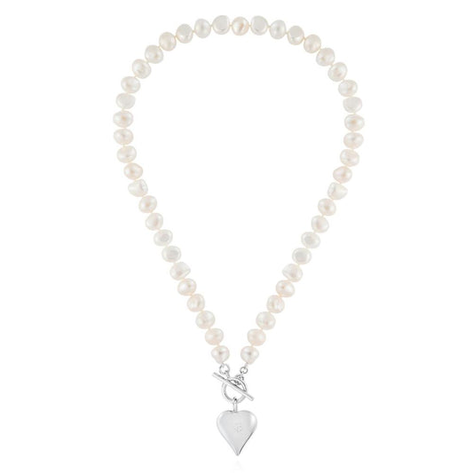 Claudia Bradby Silver signature heart white pearl long necklace Necklace Claudia Bradby   