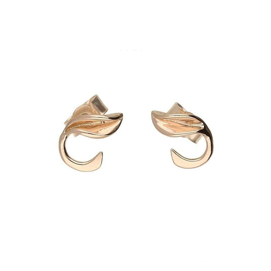 9ct rose gold curled stem leaf stud earrings Earrings Collette Waudby   