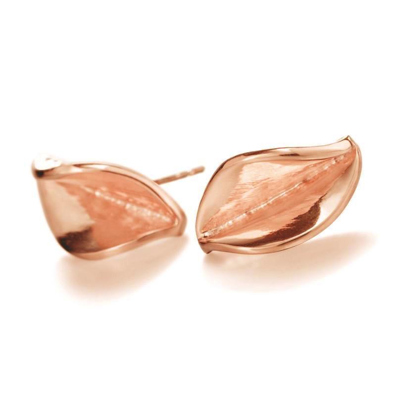 9ct rose gold small leaf stud earrings Earrings Collette Waudby   