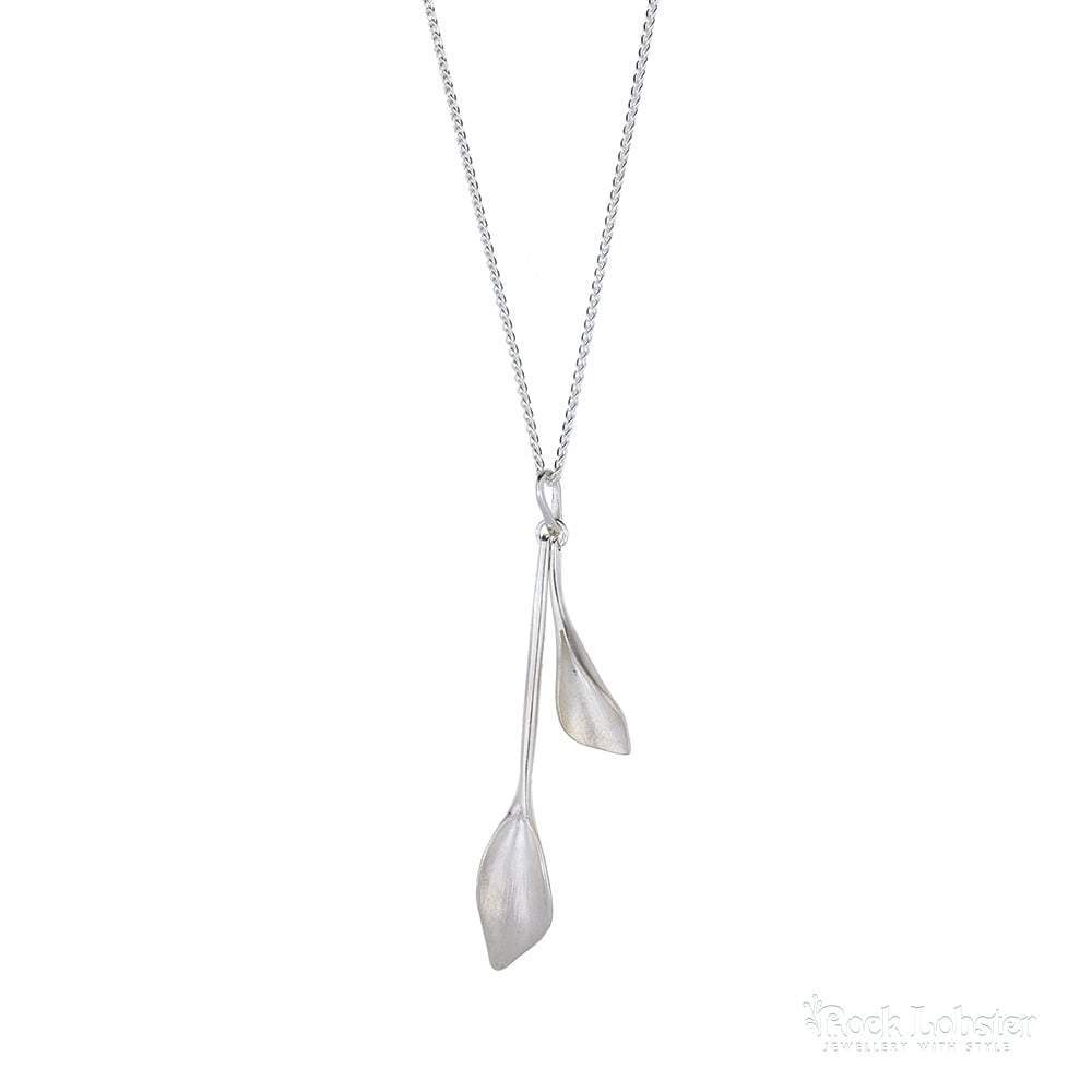 Collette Waudby Silver long double leaf pendant Pendant Collette Waudby   