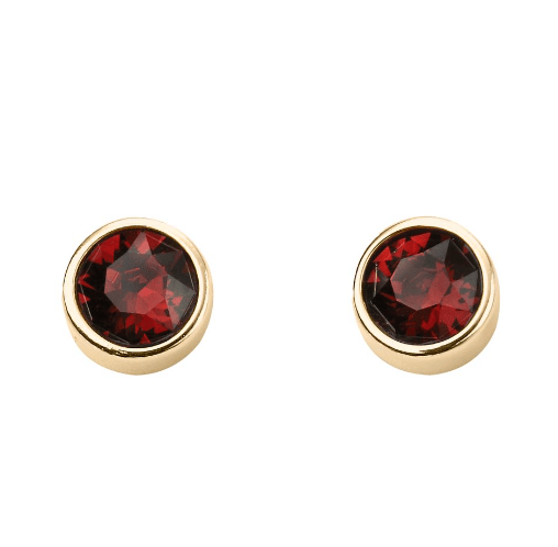 Crystal Birthstone Earrings Gold Plated Silver - Select Month Earrings Gecko