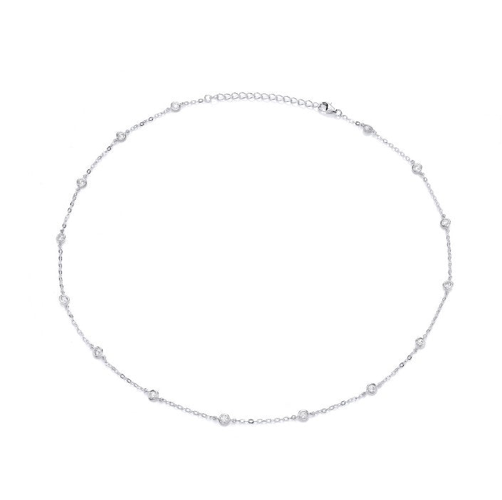 Adorable Silver & Cubic Zirconia Solitaires Necklace Necklace Cavendish French   