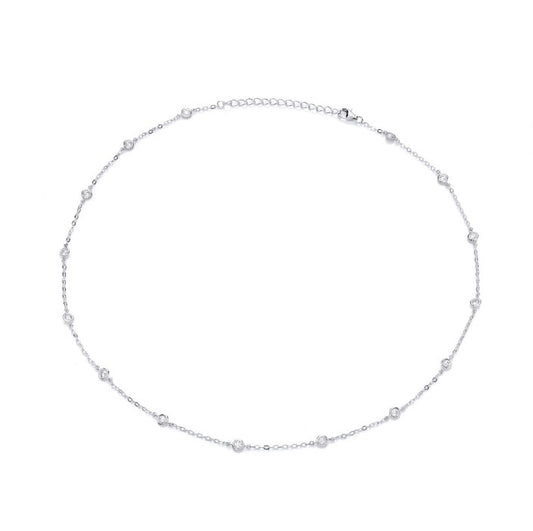 Adorable Silver & Cubic Zirconia Solitaires Necklace Necklace Cavendish French   