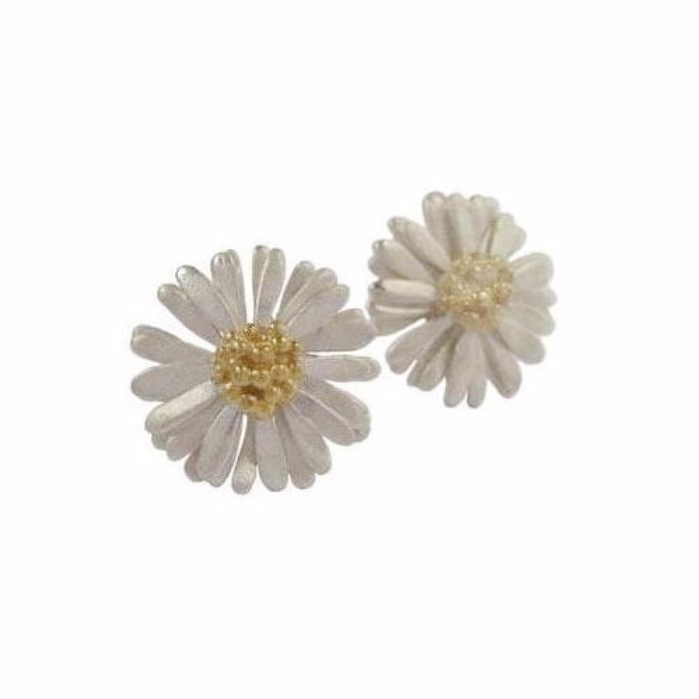 Ornate silver daisy stud earrings Earrings McMaster and Tingley   