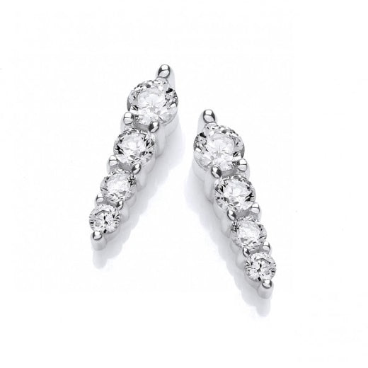 Silver cubic zirconia graduated stud earrings Earrings Cavendish French   