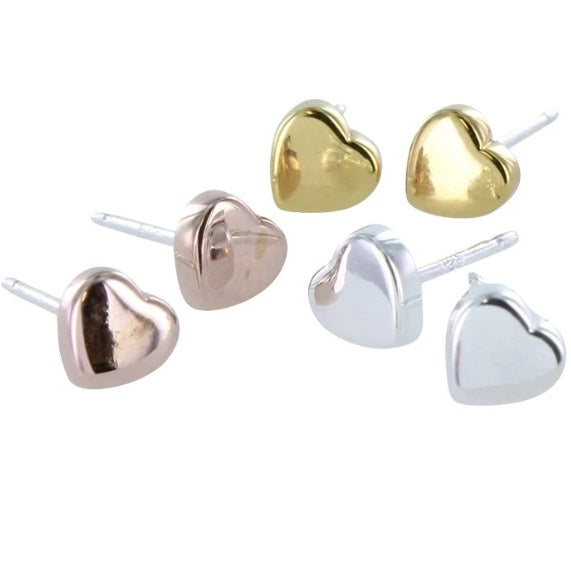 Silver tiny heart stud earrings Earrings Reeves & Reeves   