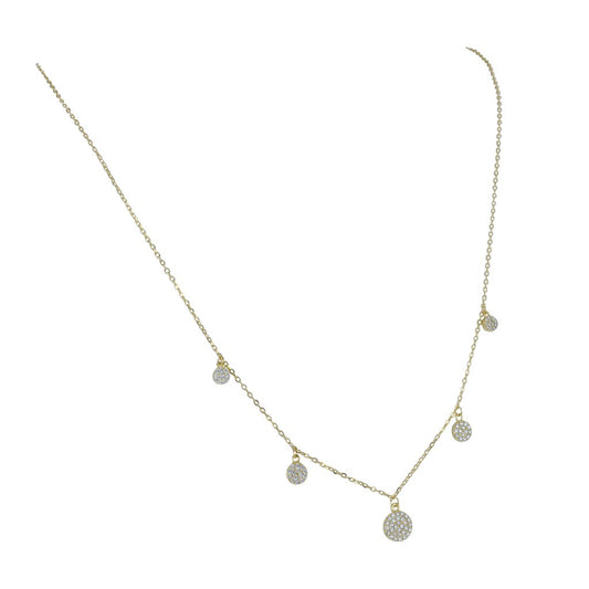 Gold cubic zirconia dot and sparkle necklace Necklace Reeves & Reeves   