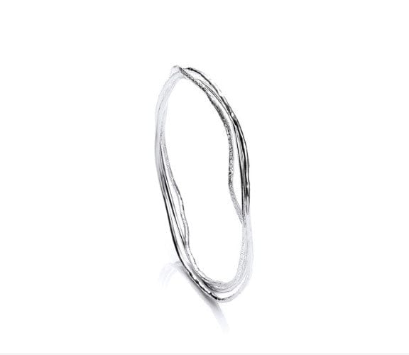 Delicate Fine Textural Silver 3 Ring Bangle Bangles Cavendish French Default Title