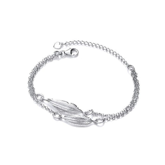 Double Silver Spirit Feather Bracelet Bracelet Cavendish French