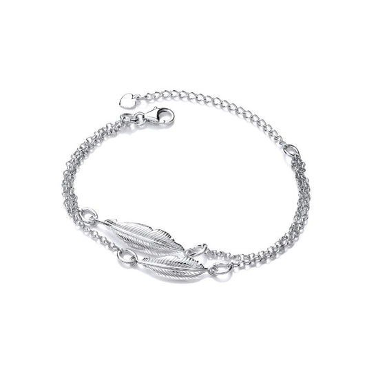 Double Silver Spirit Feather Bracelet Bracelet Cavendish French   