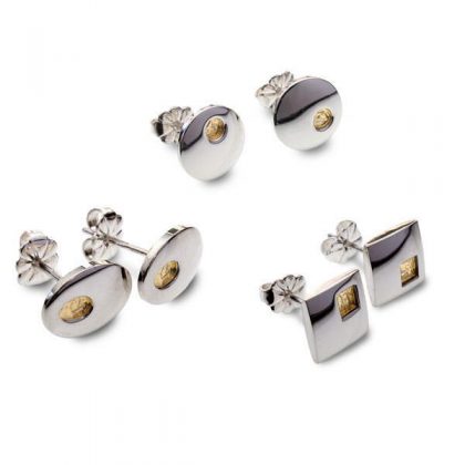 Silver and gold section stud earrings Earrings Church House   