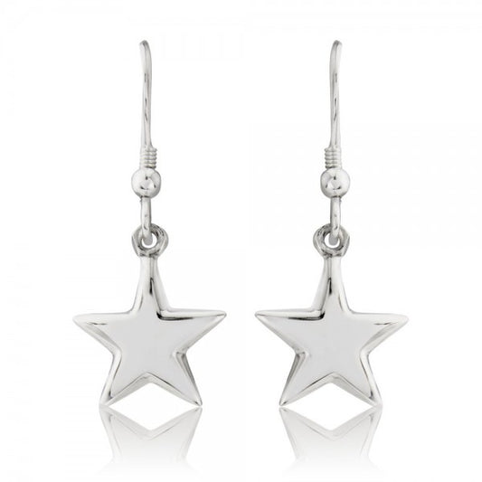 Silver puff star hook earrings Earrings Trink   