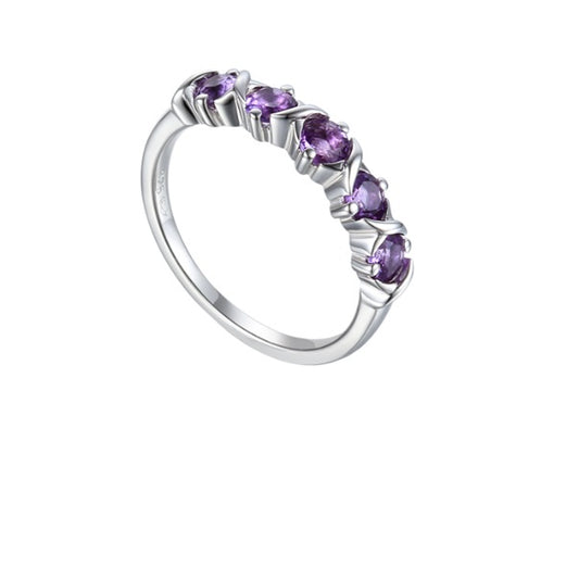 Silver Amethyst half eternity ring Ring Amore   