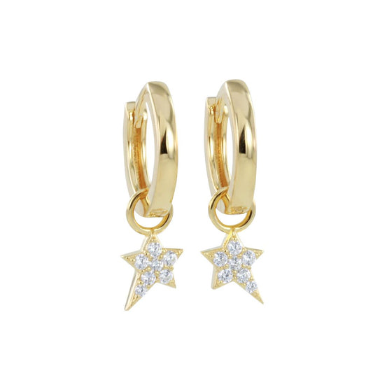 Gold cubic zirconia starry night hoop earrings Earrings Reeves & Reeves   