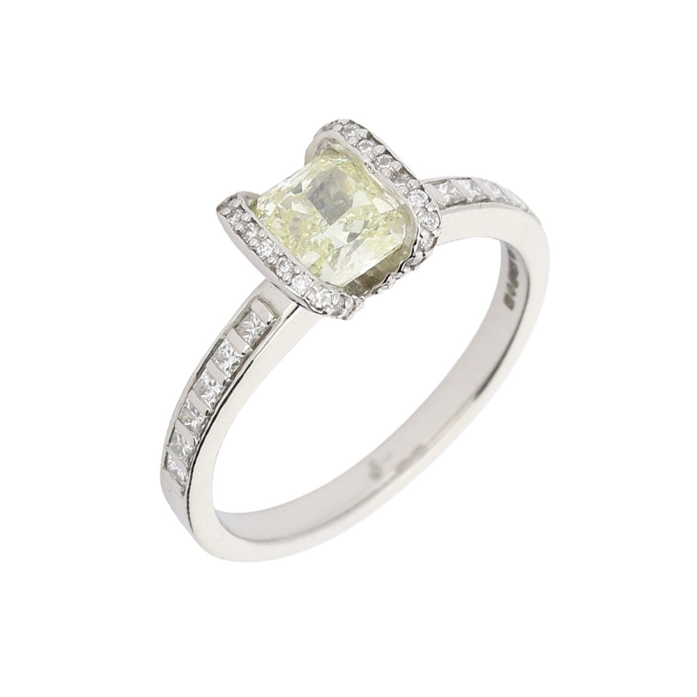 Exquisite natural yellow 0.94ct certified diamond and platinum ring Ring Rock Lobster   