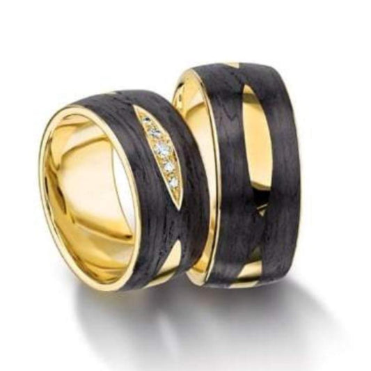 18ct yellow Gold and carbon wedding band Ring Furrer Jacot   