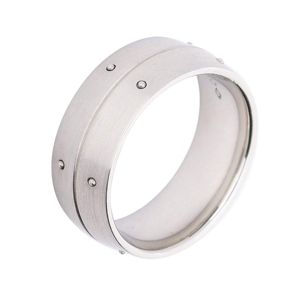 Furrer Jacot Platinum 8mm band with groove and rivets Ring Furrer Jacot   