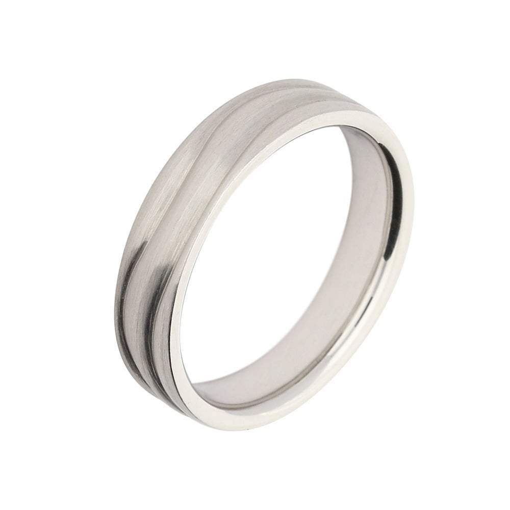 Furrer Jacot Platinum band with wavy grooves Ring Furrer Jacot   