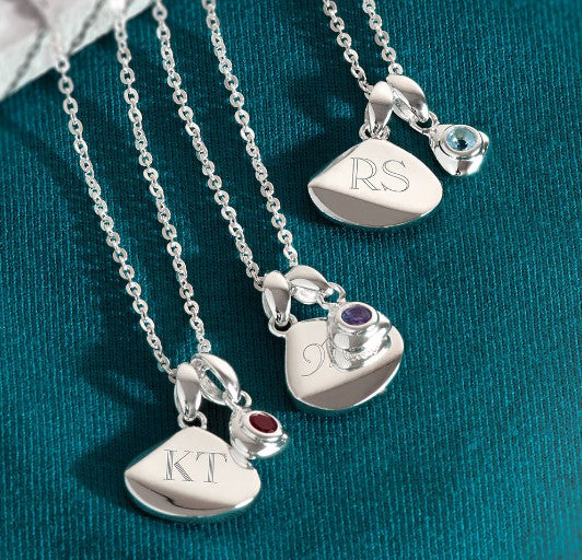 February Birthstone Amethyst tag necklace-Free Engraving Pendant Kit Heath   