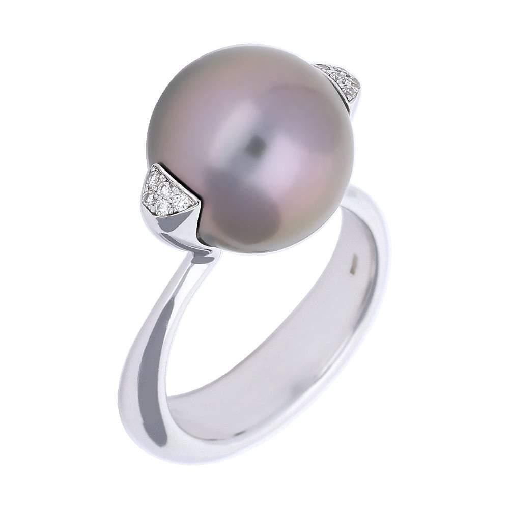 18ct white gold tahitian pearl and diamond ring Ring Gellner   