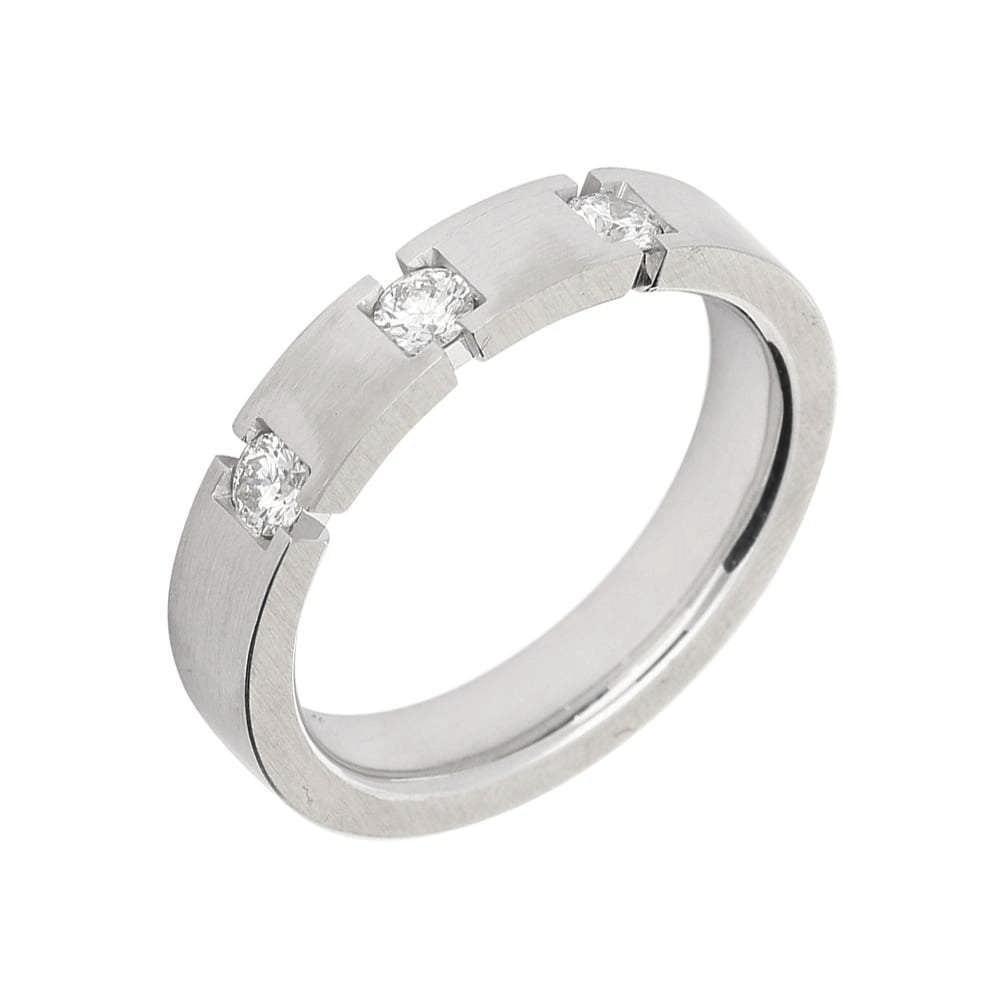 Gerstner 18ct white gold band with three diamonds in a groove cut setting Ring Gerstner   
