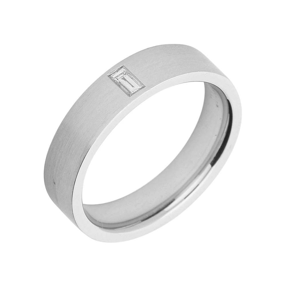 Gerstner Platinum band with baguette cut TWVS 0.12ct diamond size T Ring Gerstner   