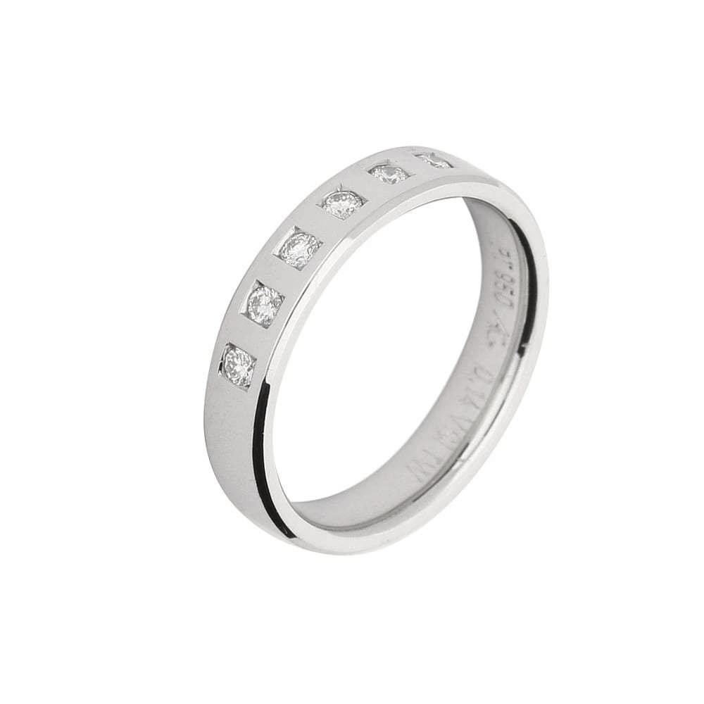 Gerstner Platinum ring set with 7 brilliant cut TW VS1 diamonds size M Ring Gerstner   
