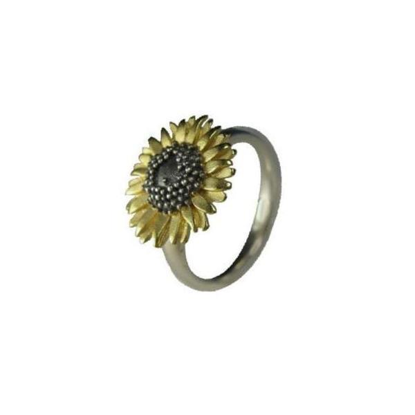Gold medium sunflower ring Ring Daisies & Sunflowers   