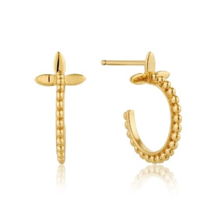 Gold modern beaded hoop earrings Earrings Ania Haie