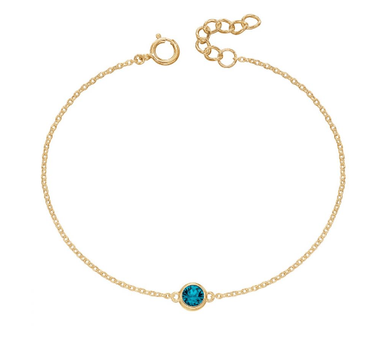 Gold Plated Birthstone Bracelet with Crystal charm -Select Month Bracelet Gecko