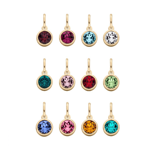 Gold Plated Crystal Birthstone Necklace With Engravable Disc - Select Month Pendant Gecko