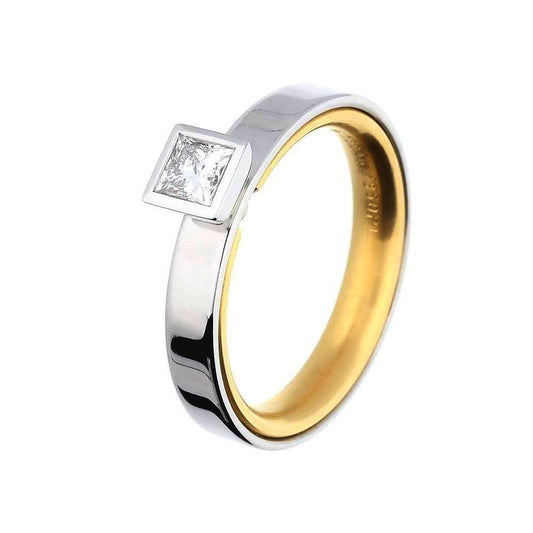 Platinum & 18ct Gold princess cut 0.40ct Diamond ring FVVS Ring Henrich & Denzel   